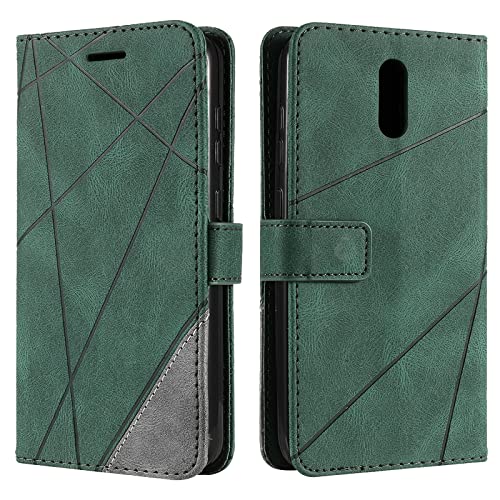 Vankii Kompatibel mit Nokia 2.3 Hülle, Flip Wallet Handyhülle PU Leder Brieftasche Tasche Case Stoßfeste Schutzhülle [Kartenschlitzen] [Magnetverschluss] [Standfunktion] (Grün) von Vankii