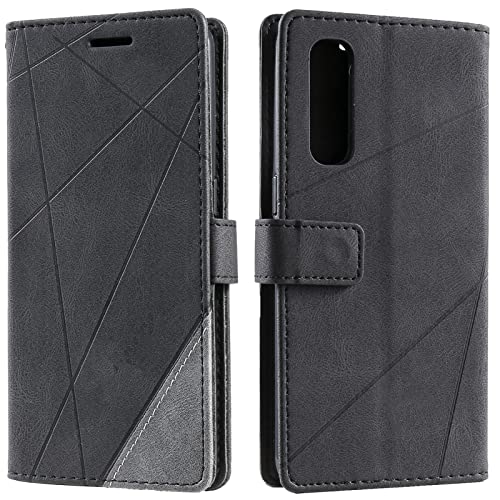 Vankii Kompatibel mit Oppo Find X2 Neo Hülle, Flip Wallet Handyhülle PU Leder Brieftasche Tasche Case Stoßfeste Schutzhülle [Kartenschlitzen] [Magnetverschluss] [Standfunktion] (Schwarz) von Vankii