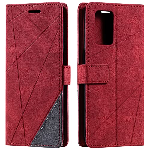 Vankii Kompatibel mit Oppo Realme 8i Hülle, Flip Wallet Handyhülle PU Leder Brieftasche Tasche Case Stoßfeste Schutzhülle [Kartenschlitzen] [Magnetverschluss] [Standfunktion] (Rot) von Vankii