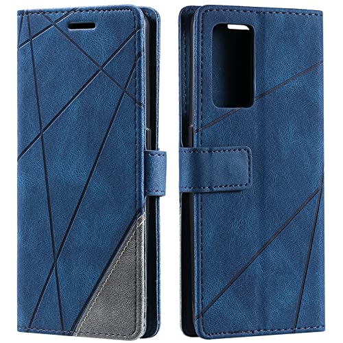 Vankii Kompatibel mit Oppo Reno 6 Pro 5G Hülle, Flip Wallet Handyhülle PU Leder Brieftasche Tasche Case Stoßfeste Schutzhülle [Kartenschlitzen] [Magnetverschluss] [Standfunktion] (Blau) von Vankii