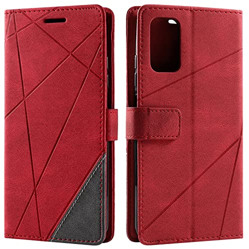 Vankii Kompatibel mit Samsung Galaxy A03S Hülle, Flip Wallet Handyhülle PU Leder Brieftasche Tasche Case Stoßfeste Schutzhülle [Kartenschlitzen] [Magnetverschluss] [Standfunktion] (Rot) von Vankii