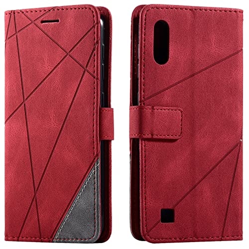 Vankii Kompatibel mit Samsung Galaxy A10/ M10 Hülle, Flip Wallet Handyhülle PU Leder Brieftasche Tasche Case Stoßfeste Schutzhülle [Kartenschlitzen] [Magnetverschluss] [Standfunktion] (Rot) von Vankii