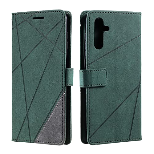 Vankii Kompatibel mit Samsung Galaxy A14 5G/4G Hülle, Handyhülle Samsung A14 5G, Schutzhülle A14 4G, Flip Wallet PU Leder Brieftasche Tasche Case Klapphülle Klappbar Lederhülle [Kartenschlitzen](Grün) von Vankii