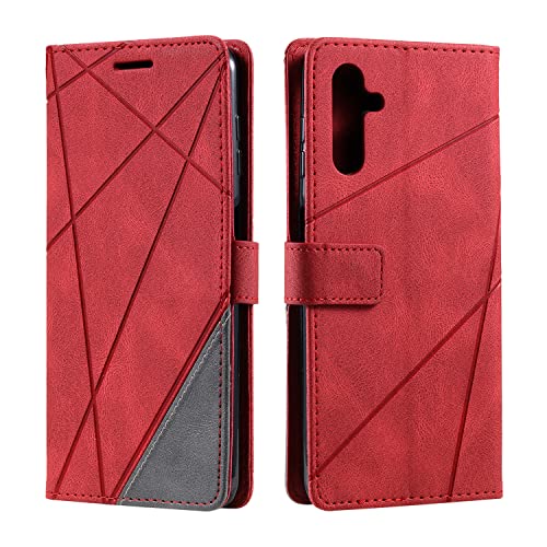 Vankii Kompatibel mit Samsung Galaxy A14 5G/4G Hülle, Handyhülle Samsung A14 5G, Schutzhülle A14 4G, Flip Wallet PU Leder Brieftasche Tasche Case Klapphülle Klappbar Lederhülle [Kartenschlitzen](Rot) von Vankii