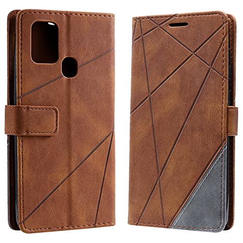 Vankii Kompatibel mit Samsung Galaxy A21S Hülle, Flip Wallet Handyhülle PU Leder Brieftasche Tasche Case Stoßfeste Schutzhülle [Kartenschlitzen] [Magnetverschluss] [Standfunktion] (Braun) von Vankii