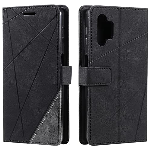 Vankii Kompatibel mit Samsung Galaxy A32 5G Hülle, Flip Wallet Handyhülle PU Leder Brieftasche Tasche Case Stoßfeste Schutzhülle [Kartenschlitzen] [Magnetverschluss] [Standfunktion] (Schwarz) von Vankii