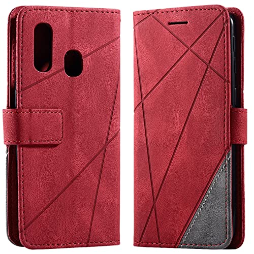 Vankii Kompatibel mit Samsung Galaxy A40 Hülle, Flip Wallet Handyhülle PU Leder Brieftasche Tasche Case Stoßfeste Schutzhülle [Kartenschlitzen] [Magnetverschluss] [Standfunktion] (Rot) von Vankii