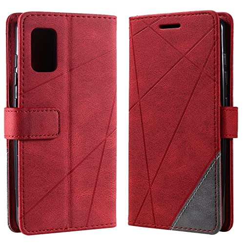 Vankii Kompatibel mit Samsung Galaxy A41 Hülle, Flip Wallet Handyhülle PU Leder Brieftasche Tasche Case Stoßfeste Schutzhülle [Kartenschlitzen] [Magnetverschluss] [Standfunktion] (Rot) von Vankii