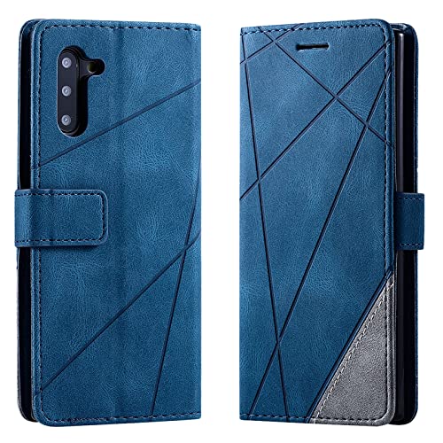 Vankii Kompatibel mit Samsung Galaxy Note 10/Note 10 5G Hülle, Flip Wallet Handyhülle PU Leder Brieftasche Tasche Case Schutzhülle [Kartenschlitzen] [Magnetverschluss] [Standfunktion] (Blau) von Vankii
