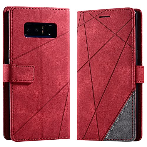 Vankii Kompatibel mit Samsung Galaxy Note 8 Hülle, Flip Wallet Handyhülle PU Leder Brieftasche Tasche Case Stoßfeste Schutzhülle [Kartenschlitzen] [Magnetverschluss] [Standfunktion] (Rot) von Vankii