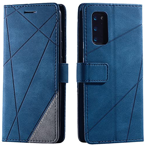 Vankii Kompatibel mit Samsung Galaxy S20 Hülle, Flip Wallet Handyhülle PU Leder Brieftasche Tasche Case Stoßfeste Schutzhülle [Kartenschlitzen] [Magnetverschluss] [Standfunktion] (Blau) von Vankii