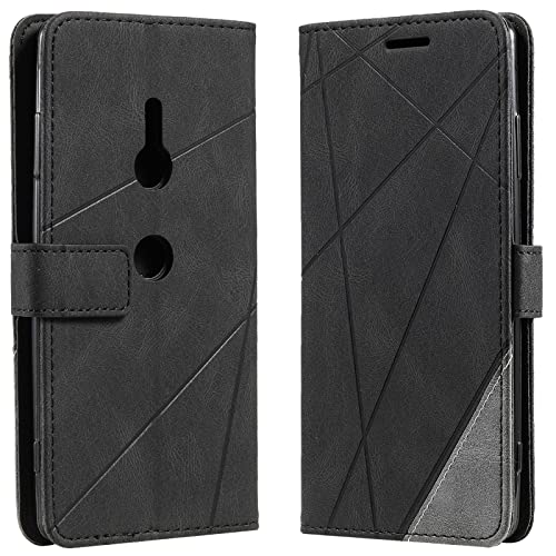 Vankii Kompatibel mit Sony Xperia XZ3 Hülle, Flip Wallet Handyhülle PU Leder Brieftasche Tasche Case Stoßfeste Schutzhülle [Kartenschlitzen] [Magnetverschluss] [Standfunktion] (Schwarz) von Vankii