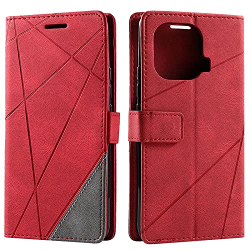 Vankii Kompatibel mit Xiaomi Mi 11T / Mi 11T Pro Hülle, Flip Wallet Handyhülle PU Leder Brieftasche Tasche Case Schutzhülle [Kartenschlitzen] [Magnetverschluss] [Standfunktion] (Rot) von Vankii