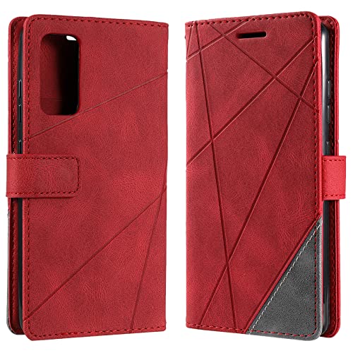 Vankii Kompatibel mit Xiaomi Redmi 10 Hülle, Flip Wallet Handyhülle PU Leder Brieftasche Tasche Case Schutzhülle [Kartenschlitzen] [Magnetverschluss] [Standfunktion] (Rot) von Vankii