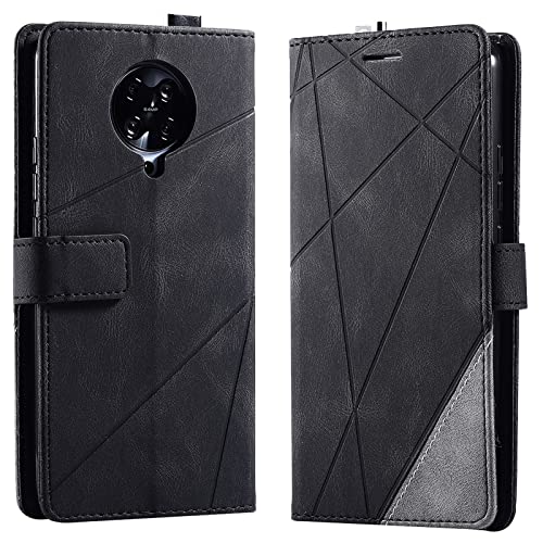 Vankii Kompatibel mit Xiaomi Redmi K30 Pro/Poco F2 Pro 5G Hülle, Flip Wallet Handyhülle PU Leder Brieftasche Tasche Case Schutzhülle [Kartenschlitzen] [Magnetverschluss] [Standfunktion] (Schwarz) von Vankii