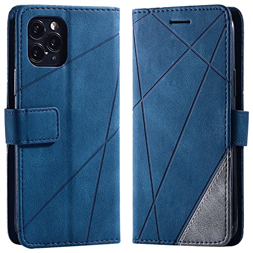 Vankii Kompatibel mit iPhone 11 Pro Hülle (5,8 Zoll), Flip Wallet Handyhülle PU Leder Brieftasche Tasche Case Stoßfeste Schutzhülle [Kartenschlitzen] [Magnetverschluss] [Standfunktion] (Blau) von Vankii