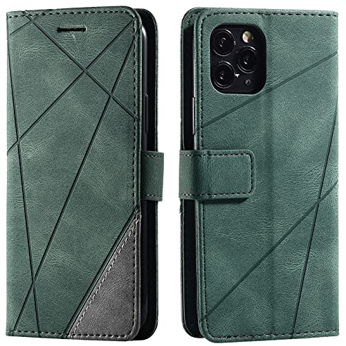 Vankii Kompatibel mit iPhone 11 Pro Hülle (5,8 Zoll), Flip Wallet Handyhülle PU Leder Brieftasche Tasche Case Stoßfeste Schutzhülle [Kartenschlitzen] [Magnetverschluss] [Standfunktion] (Grün) von Vankii