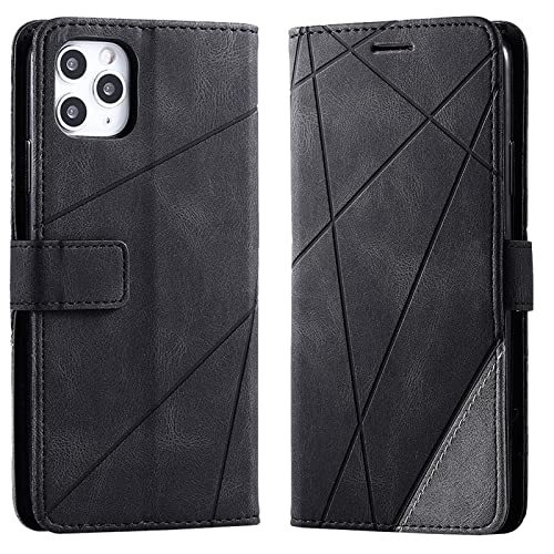Vankii Kompatibel mit iPhone 11 Pro Max Hülle (6,5 Zoll), Flip Wallet Handyhülle PU Leder Brieftasche Tasche Case Stoßfeste Schutzhülle [Kartenschlitzen] [Magnetverschluss] [Standfunktion] (Schwarz) von Vankii