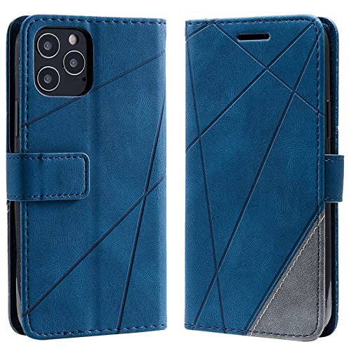 Vankii Kompatibel mit iPhone 12 / iPhone 12 Pro Hülle (6,1 Zoll), Flip Wallet Handyhülle PU Leder Brieftasche Tasche Case Schutzhülle [Kartenschlitzen] [Magnetverschluss] [Standfunktion] (Blau) von Vankii