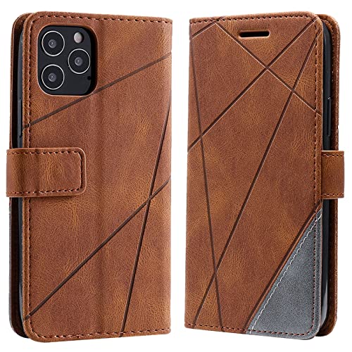 Vankii Kompatibel mit iPhone 12 / iPhone 12 Pro Hülle (6,1 Zoll), Flip Wallet Handyhülle PU Leder Brieftasche Tasche Case Schutzhülle [Kartenschlitzen] [Magnetverschluss] [Standfunktion] (Braun) von Vankii