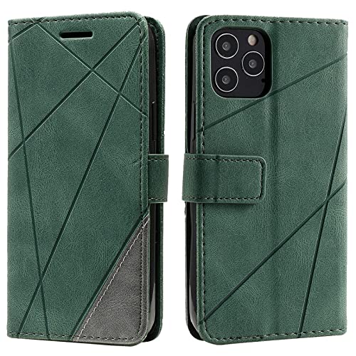 Vankii Kompatibel mit iPhone 12 / iPhone 12 Pro Hülle (6,1 Zoll), Flip Wallet Handyhülle PU Leder Brieftasche Tasche Case Schutzhülle [Kartenschlitzen] [Magnetverschluss] [Standfunktion] (Grün) von Vankii