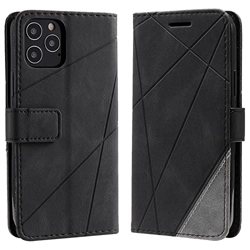 Vankii Kompatibel mit iPhone 12 / iPhone 12 Pro Hülle (6,1 Zoll), Flip Wallet Handyhülle PU Leder Brieftasche Tasche Case Schutzhülle [Kartenschlitzen] [Magnetverschluss] [Standfunktion] (Schwarz) von Vankii