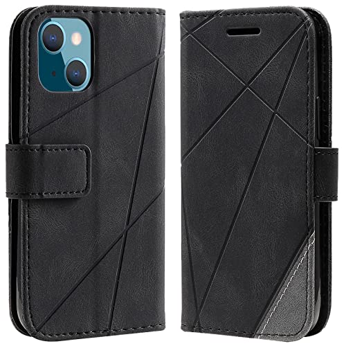 Vankii Kompatibel mit iPhone 13 Hülle (6,1 Zoll), Flip Wallet Handyhülle PU Leder Brieftasche Tasche Case Stoßfeste Schutzhülle [Kartenschlitzen] [Magnetverschluss] [Standfunktion] (Schwarz) von Vankii