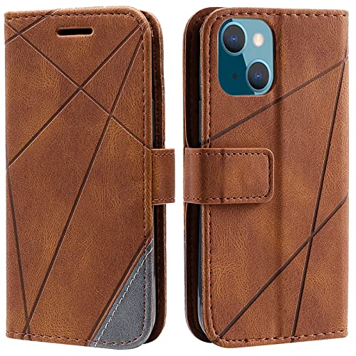 Vankii Kompatibel mit iPhone 13 Mini Hülle (5,4 Zoll), Flip Wallet Handyhülle PU Leder Brieftasche Tasche Case Schutzhülle [Kartenschlitzen] [Magnetverschluss] [Standfunktion] (Braun) von Vankii