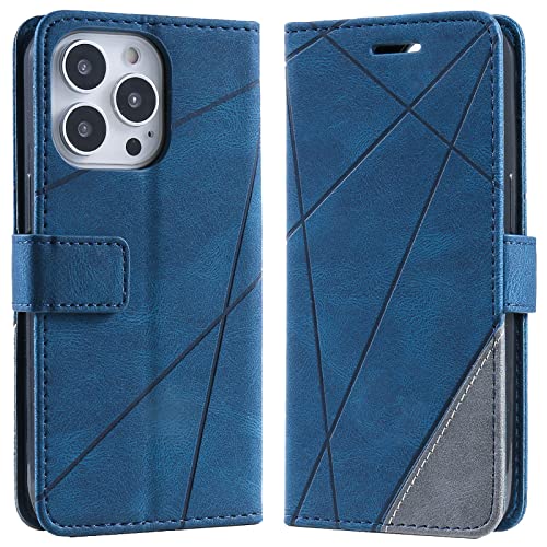 Vankii Kompatibel mit iPhone 13 Pro Hülle (6,1 Zoll), Flip Wallet Handyhülle PU Leder Brieftasche Tasche Case Stoßfeste Schutzhülle [Kartenschlitzen] [Magnetverschluss] [Standfunktion] (Blau) von Vankii