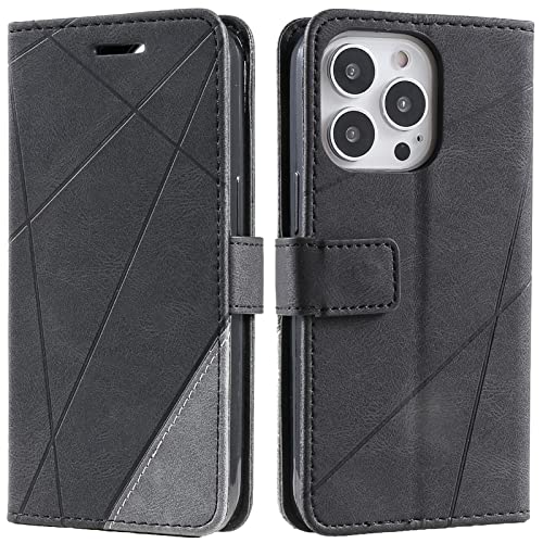 Vankii Kompatibel mit iPhone 13 Pro Max Hülle (6,7 Zoll), Flip Wallet Handyhülle PU Leder Brieftasche Tasche Case Schutzhülle [Kartenschlitzen] [Magnetverschluss] [Standfunktion] (Schwarz) von Vankii