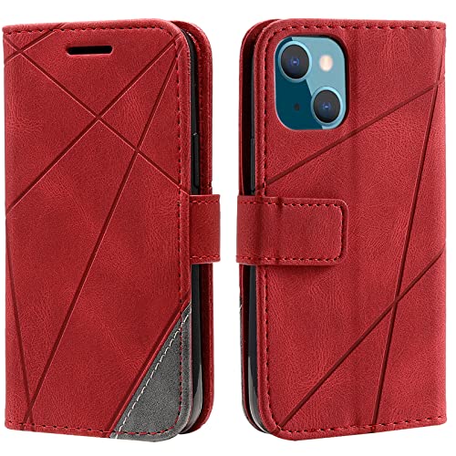 Vankii Kompatibel mit iPhone 14 Plus (6,7 Zoll) Hülle, Flip Wallet Handyhülle PU Leder Brieftasche Tasche Case Stoßfeste Schutzhülle [Kartenschlitzen] [Standfunktion] (Rot) von Vankii
