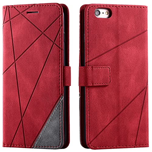 Vankii Kompatibel mit iPhone 6S Plus /6 Plus Hülle (5,5 Zoll), Flip Wallet Handyhülle PU Leder Brieftasche Tasche Case Schutzhülle [Kartenschlitzen] [Magnetverschluss] [Standfunktion] (Rot) von Vankii