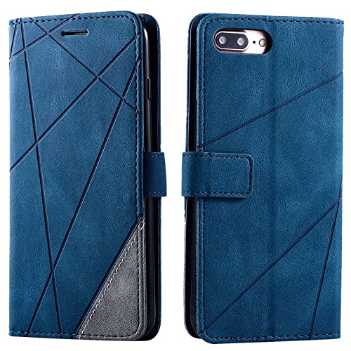 Vankii Kompatibel mit iPhone 8 Plus/iPhone 7 Plus Hülle (5,5 Zoll), Flip Wallet Handyhülle PU Leder Brieftasche Tasche Case Schutzhülle [Kartenschlitzen] [Magnetverschluss] [Standfunktion] (Blau) von Vankii