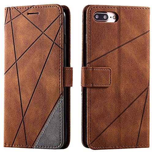 Vankii Kompatibel mit iPhone 8 Plus/iPhone 7 Plus Hülle (5,5 Zoll), Flip Wallet Handyhülle PU Leder Brieftasche Tasche Case Schutzhülle [Kartenschlitzen] [Magnetverschluss] [Standfunktion] (Braun) von Vankii