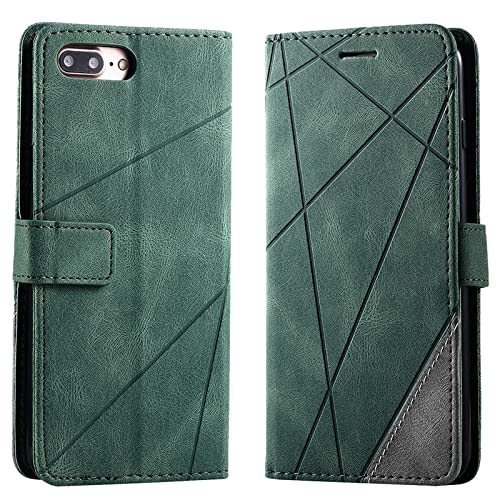 Vankii Kompatibel mit iPhone 8 Plus/iPhone 7 Plus Hülle (5,5 Zoll), Flip Wallet Handyhülle PU Leder Brieftasche Tasche Case Schutzhülle [Kartenschlitzen] [Magnetverschluss] [Standfunktion] (Grün) von Vankii