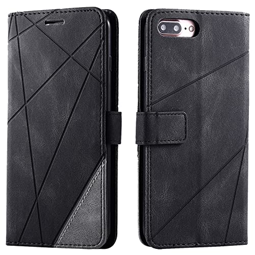 Vankii Kompatibel mit iPhone 8 Plus/iPhone 7 Plus Hülle (5,5 Zoll), Flip Wallet Handyhülle PU Leder Brieftasche Tasche Case Schutzhülle [Kartenschlitzen] [Magnetverschluss] [Standfunktion] (Schwarz) von Vankii