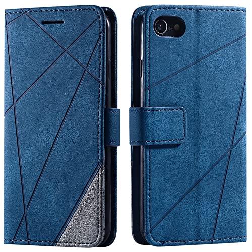 Vankii Kompatibel mit iPhone SE 2020/iPhone 8/iPhone 7 Hülle (4,7 Zoll), Flip Wallet Handyhülle PU Leder Briefcase Schutzhülle [Kartenschlitzen] [Magnetverschluss] [Standfunktion] (Blau) von Vankii