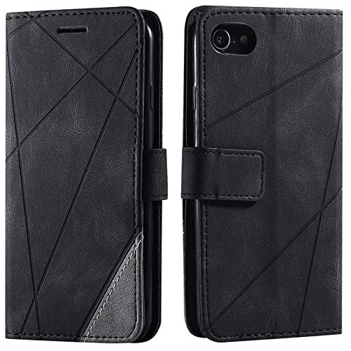 Vankii Kompatibel mit iPhone SE 2020/iPhone 8/iPhone 7 Hülle (4,7 Zoll), Flip Wallet Handyhülle PU Leder Briefcase Schutzhülle [Kartenschlitzen] [Magnetverschluss] [Standfunktion](Schwarz) von Vankii