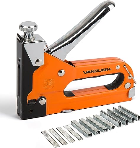 VANQUISH 4902 Handtacker Tackerpistole, 3 in 1 mit 600 Stück Klammern und weichem Gummigriff von Vanquish