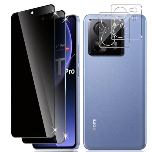 Vanrain 2+2 Stück Sichtschutz Schutzfolie für Panzerglas für Xiaomi 13T/Xiaomi 13T Pro, Anti-Spy Privacy Schutzfolie und Kameraschutz [9H Härte] [Kratzfest] [Bläschenfrei] von Vanrain