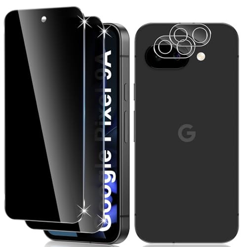 Vanrain Sichtschutz für Panzerglas für Google Pixel 9a, 2+2 Stück Privacy Schutzglas und Kameraschutz, Anti Spy Schutzfolie 9H Härte Kratzfest Bläschenfrei von Vanrain