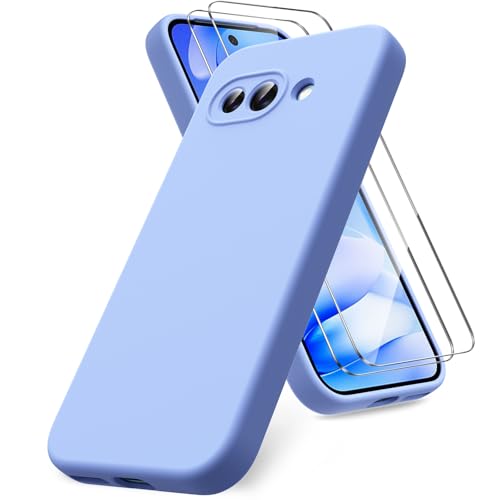 Vansdon Hülle kompatibel mit Google Pixel 9a Hülle, 2 Stück Panzerfolie, weiche TPU Flüssigsilikonhülle, stoßfestem Gummi Silikongel Fall-lila von Vansdon