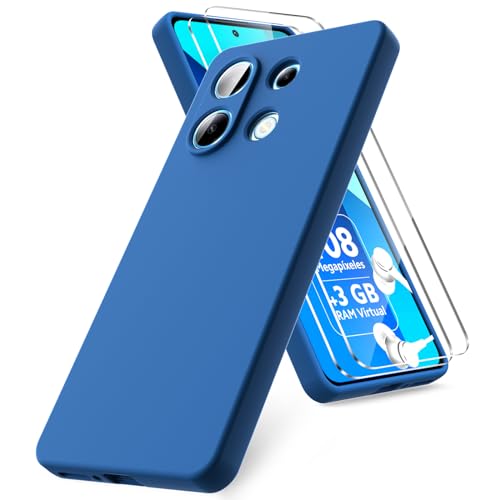 Vansdon Hülle kompatibel mit Xiaomi Redmi Note 13 4G Hülle, 2 Stück Panzerfolie, weiche TPU Flüssigsilikonhülle, stoßfestem Gummi Silikongel Fall-Blau von Vansdon