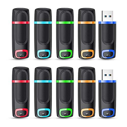 10 Stück USB Sticks 128GB, Vansuny USB Stick 128GB 2.0, 10er Pack USB 128GB Datenspeicher-Backup für PC/Desktop/Laptop/Car Audio/Spielekonsolen(Colors) von Vansuny