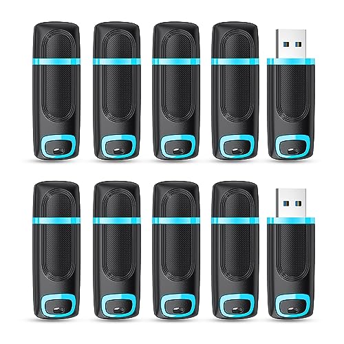 Vansuny 10 Stück USB Sticks 32GB 10er Pack USB Stick 32GB USB 2.0 Datenspeicher-Backup für PC/Desktop/Laptop/Car Audio/Spielekonsolen(Cyan) von Vansuny