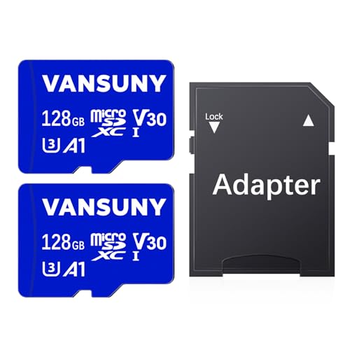 Vansuny Micro SD Karte 128GB 2 Stück Speicherkarte Micro SD 128GB 2er Pack mit SD Adapter Bis zu 95 MB/s Lesegeschwindigkeit (UHS-I, U3, A1, V30, C10, 4K UHD microSDXC) von Vansuny