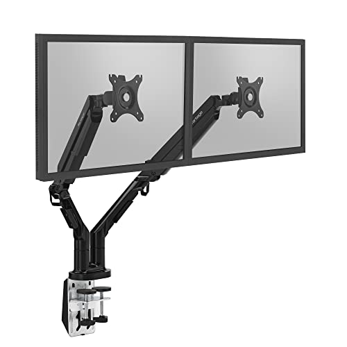 Vantage Premium Duo Monitor Halterung (VESA 75 & 100, 2X 2-9 kg, für 17-32 Zoll Bildschirme, mit Gasdruckfeder, drehbar, neigbar, schwenkbar) schwarz von Vantage