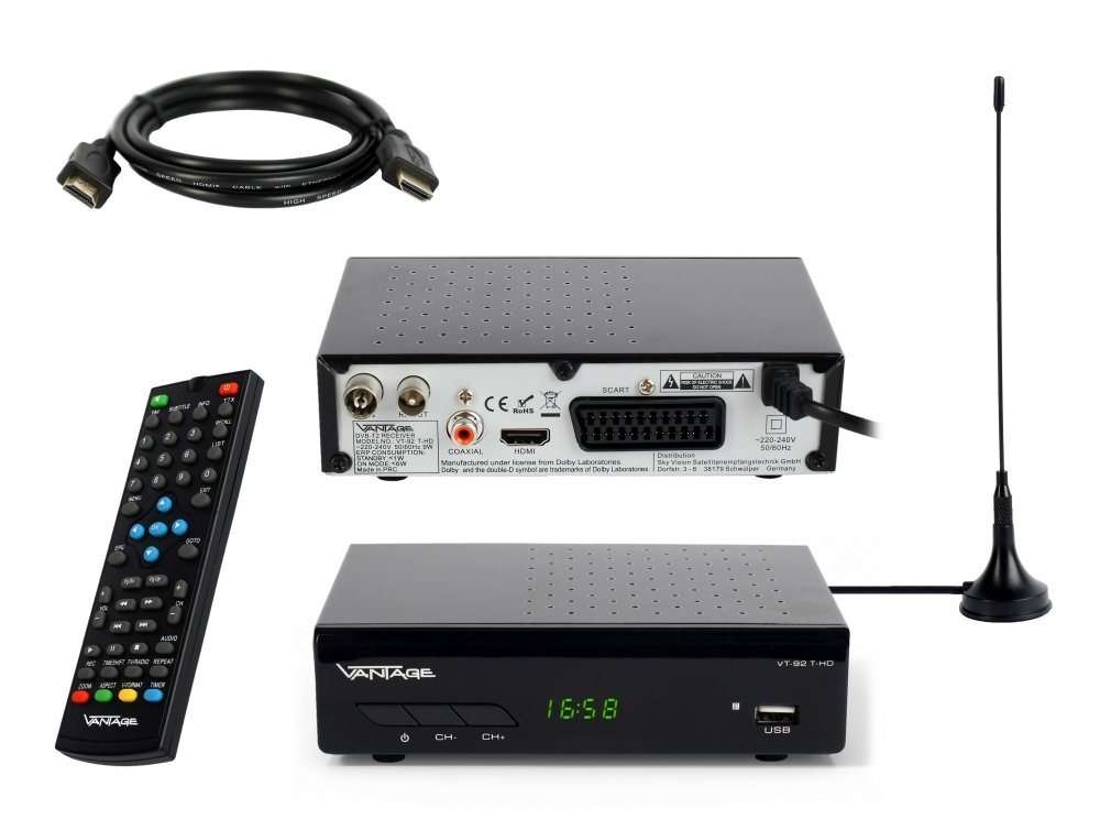 Vantage Vantage VT-92 DVB-T/T2 Reciever, empfang aller freien SD und HD DVB-T2 DVB-T2 HD Receiver Vantage Vantage VT-92 DVB-T/T2 Reciever, empfang aller freien SD und HD DVB-T2 DVB-T2 HD Receiver von Vantage