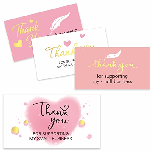 200 Stk. Visitenkarten mit dem Schriftzug“Thank you for supporting my business”für Einzelhandelsgeschäfte, handgefertigte Waren oder als kleines Extra für Geschenke (9 x 5 cm, Englische Version） von Vantasii