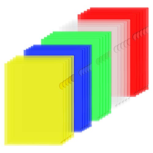 30 Klarsichthüllen als Dokumentenhüllen für A4- und Briefformate in 5 verschiedenen Farben (Transparent, Gelb, Grün, Blau, Rot), 31 x 22 cm von Vantasii